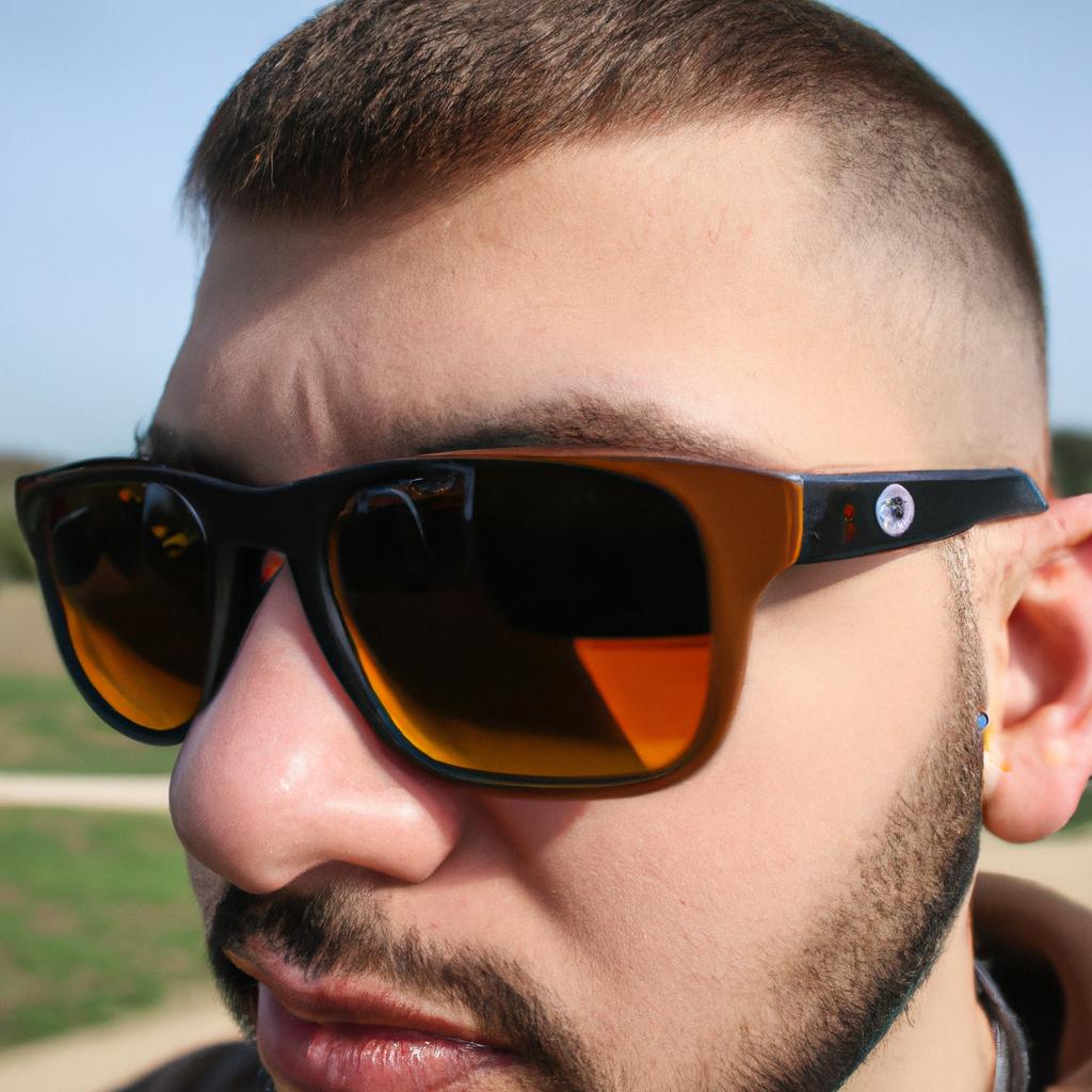 Person wearing brown sunglasses outdoors
