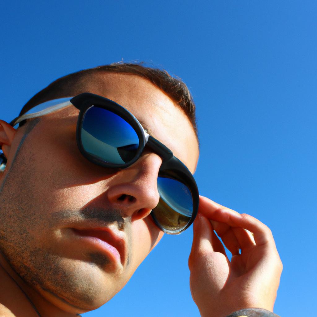 Person wearing polarized sunglasses